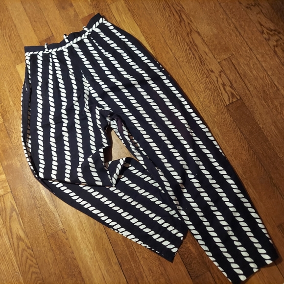 SIGNATURE BY JERELL High-waisted Vtg black and white Design Trousers Pants - Picture 8 of 8